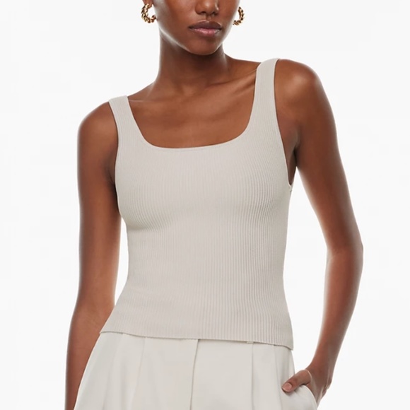 BABATON Sculpt Knit Square Neck Tank - 2XS, Matte Pearl - Picture 1 of 5
